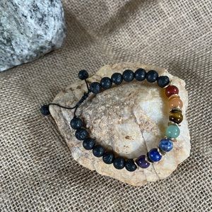 **NWT Chakra Bracelet w/Gemstones & Lava Rocks